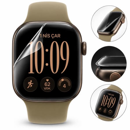 Apple Watch Series 12 42mm İle Uyumlu Ekran Koruyucu TPU A3582 Şeffaf Çizilmeye Dayanıklı Akıllı Saat Koruması 2 Adet