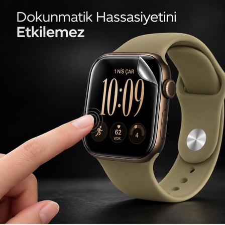 Apple Watch Series 12 42mm İle Uyumlu Ekran Koruyucu TPU A3582 Şeffaf Çizilmeye Dayanıklı Akıllı Saat Koruması 2 Adet