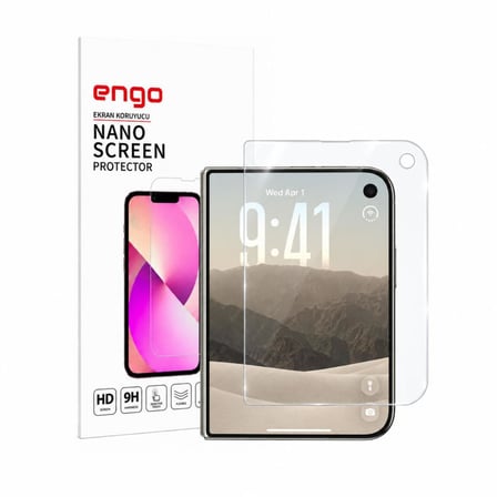 Apple iPhone Duo İle Uyumlu Dış Ekran Koruyucu 5.4 İnç A3720 Nano Parlak 9H Esnek Şeffaf Çizilme Dirençli