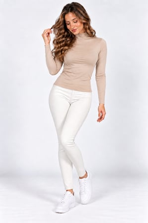 Ten Kadın Uzun Kollu Balıkçı  Yaka Body Esnek Basic Günlük Üst