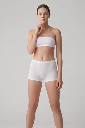 Beyaz Kadın Likralı Rahat Boxer Külot