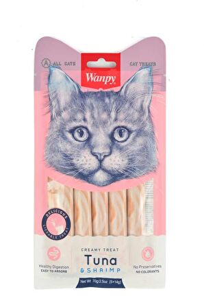 Wanpy Ton Balığı ve Karidesli Sıvı Kedi Ödül Maması 5x14 Gr