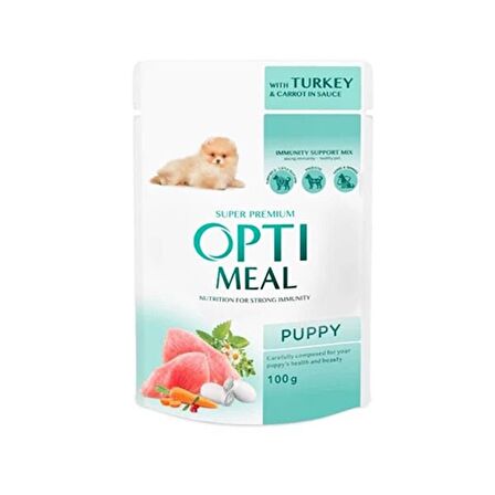 Optimeal Parça Etli Hindi ve Havuçlu Küçük Irk Konserve Yavru Köpek Maması 100 Gr