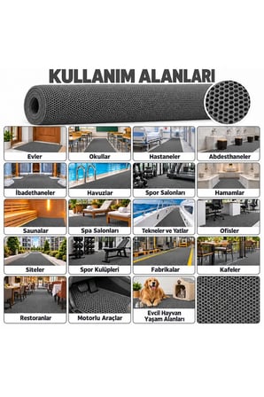 Bal Petek Paspas Kaymaz PVC Islak Zemin Banyo Duş Havuz 4 mm 2,53 kg/m2
