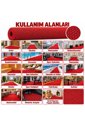 Bal Petek Paspas Kaymaz PVC Islak Zemin Banyo Duş Havuz 4 mm 2,53 kg/m2