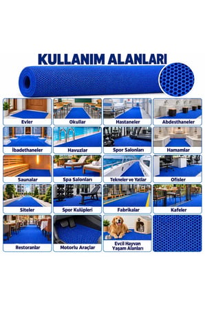 Bal Petek Paspas Kaymaz PVC Islak Zemin Banyo Duş Havuz 4 mm 2,53 kg/m2