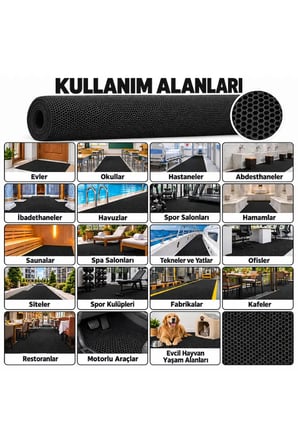 Bal Petek Paspas Kaymaz PVC Islak Zemin Banyo Duş Havuz 4 mm 2,53 kg/m2