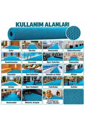 Bal Petek Paspas Kaymaz PVC Islak Zemin Banyo Duş Havuz 4 mm 2,53 kg/m2
