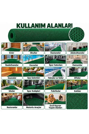 Bal Petek Paspas Kaymaz PVC Islak Zemin Banyo Duş Havuz 4 mm 2,53 kg/m2