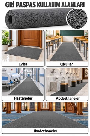 Kıvırcık Paspas Kaymaz Taban PVC Halı Yolluk Kapı Önü 12 mm EKO 2,6 kg/m2