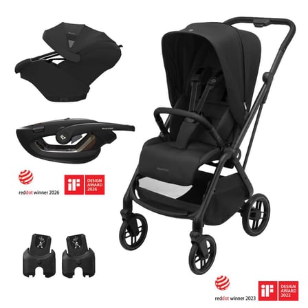 Maxi-Cosi Leona2-Coral Slide Pro Tek Elle Katlanabilen Çift Yönlü Seyahat Sistem Bebek Arabası Black