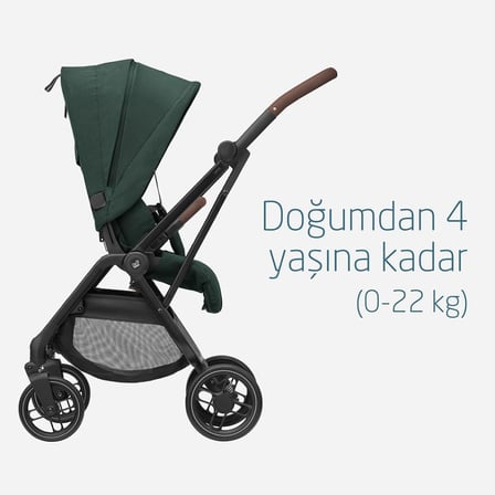 Maxi-Cosi Leona2-Coral Slide Pro Tek Elle Katlanabilen Çift Yönlü Seyahat Sistem Bebek Arabası Green-Black