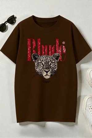 Unisex Rhude Leopar Baskılı Tasarım Tshirt