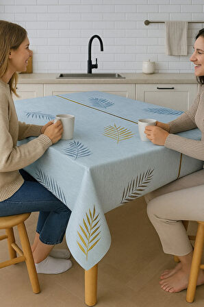 Modern Yaprak Desenli Şeffaf PVC Masa Örtüsü Silinebilir Kaymaz Sofra Örtüsü Su Geçirmez