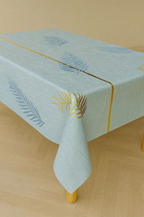 Modern Yaprak Desenli Şeffaf PVC Masa Örtüsü Silinebilir Kaymaz Sofra Örtüsü Su Geçirmez