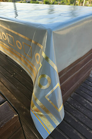 Lüks PVC Masa Örtüsü Su Geçirmez Silinebilir Altın Desenli Sofra Örtüsü Dayanıklı Kaymaz Şık Tasarım