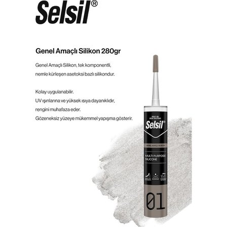 Selsil Genel Amaçlı Şeffaf Silikon 280 Gr. - 25 Adet
