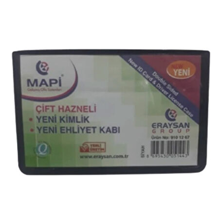 Mapi Ehliyet Kimlik Kabı Çift Hazneli Siyah - 6 adet