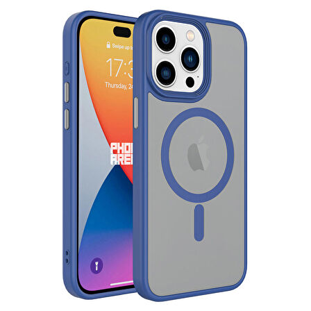 Apple iPhone 15 Pro Kılıf Mat Arka Yüzey Wireless Şarj Özellikli Flet Magsafe Kapak