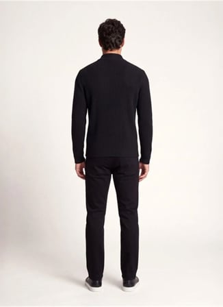 Dkny DKFW26086-100 Ribbed Full Sweater Siyah Erkek Bisiklet Yaka Fitilli Desenli Kazak
