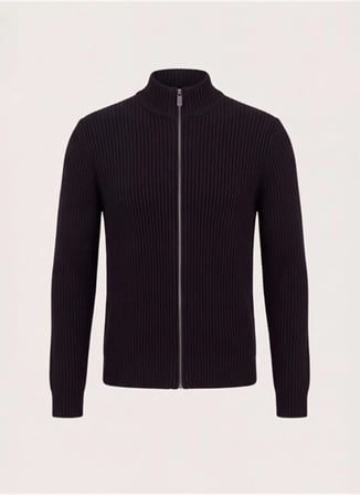 Dkny DKFW26086-100 Ribbed Full Sweater Siyah Erkek Bisiklet Yaka Fitilli Desenli Kazak