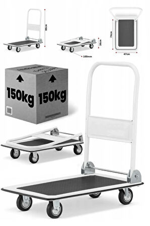 Platformlu 150 Kg Kapasiteli Çok Fonksiyonlu Katlanır Depo,Ürün,Paket Taşıma Arabası