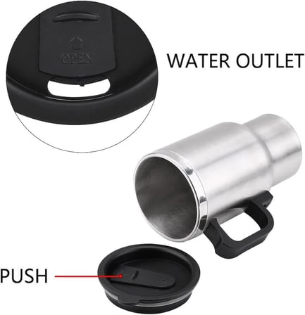 İnwelt Paslanmaz Çelik Araç Kettle Su Isıtıcı Termos Kupa Bardak 500 Ml, 12V