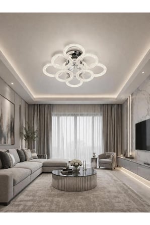 DAİRE 4+4'LÜ LEDLİ KROM avize