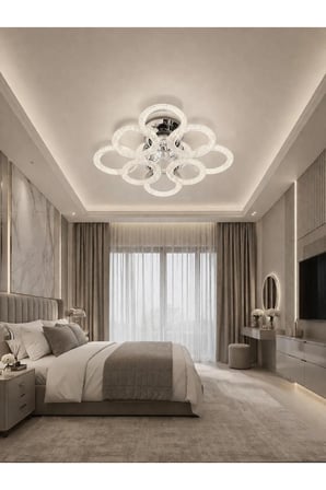 DAİRE 4+4'LÜ LEDLİ KROM avize