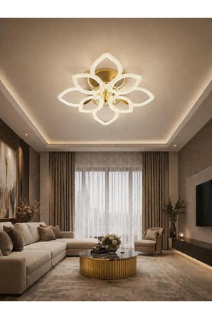 ÇİÇEK 4+4'LÜ LEDLİ GOLD avize