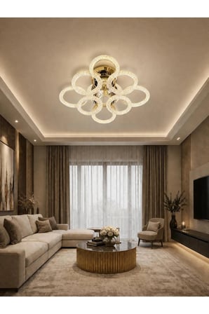 DAİRE 4+4'LÜ LEDLİ GOLD avize