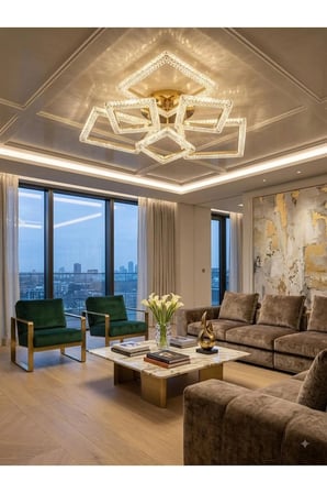 KARE 3+3'LÜ LEDLİ GOLD avize