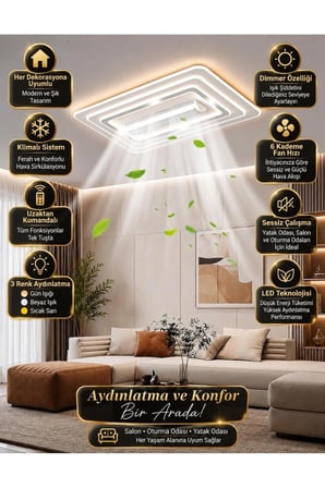 akıllı tavan ayarlanabilir klima modu ayarlanabilir renk ayarı ve dimmer özelliği beyaz panel