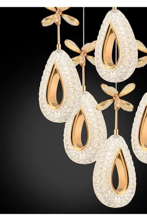 MODERN 6'LI DAMLA 3 RENK IŞIK MODU GOLD KAPLAMA sarkıt ledli avize