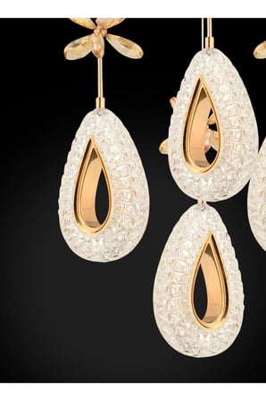 MODERN 4'LÜ DAMLA 3 RENK IŞIK MODU GOLD KAPLAMA sarkıt ledli avize