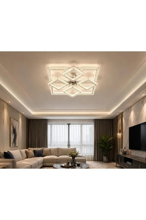 KARE 4+4'LÜ LEDLİ KROM avize