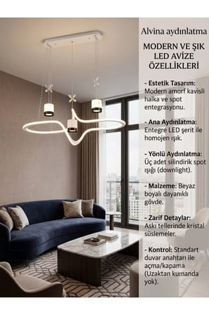 3' LÜ BEYAZ SİLİNDİRİK SPOT IŞIKLI LEDLİ avize KAYIK