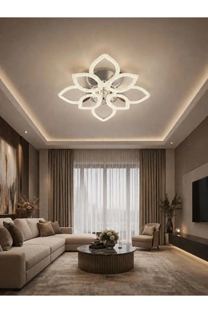 ÇİÇEK 4+4'LÜ LEDLİ KROM avize