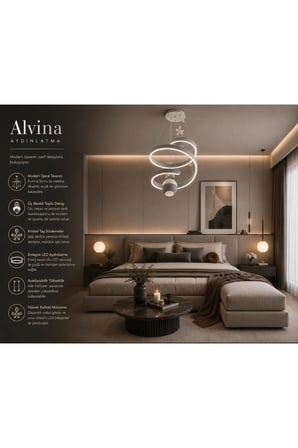 SARMAL 2 TOPLU LEDLİ gri-beyaz avize