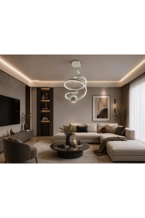 SARMAL 2 TOPLU LEDLİ gri-beyaz avize