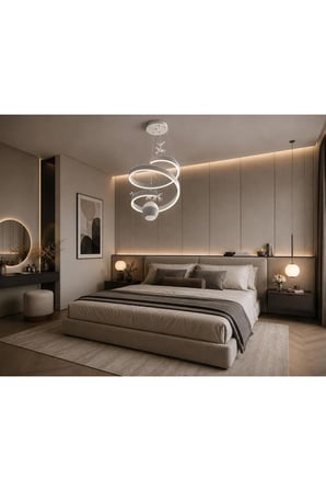SARMAL 2 TOPLU LEDLİ gri-beyaz avize