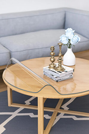 Yuvarlak Şeffaf Kalın Masa Örtüsü 1,4 mm | PVC Kaymaz Silinebilir Örtü