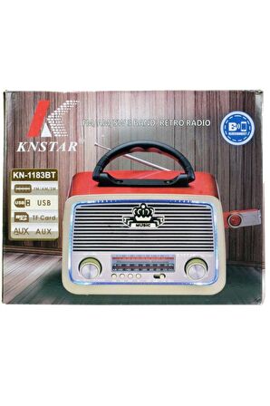 Knstar Kn-1183bt Şarjlı Ledli Retro Ahşap Radyo Mp3 Çalar