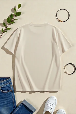 Unisex Leopar Desenli Kurdele Baskılı Tasarım Tshirt