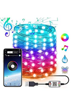 10mt 100 Led usb Rgb Bluetooth Telefonla Kontrol Edilen Usb Led Lamba Ios-android