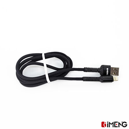 Global 3A UsbA to Lightning Pro Braided Data ve Hızlı Şarj Kablosu Siyah