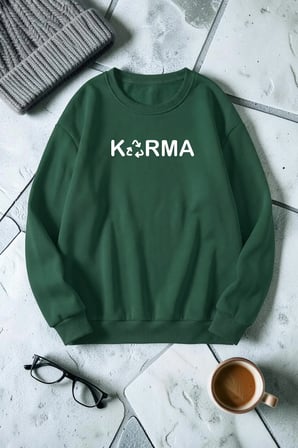 Unisex Karma Baskılı Bisiklet Yaka Sweatshirt