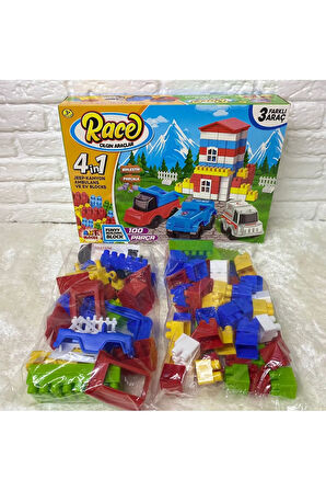 Ant Blok Çılgın Araçlar Eğitici Eğlenceli Zeka Geliştirici Blok Seti 4 İn 1 - 100 Parça