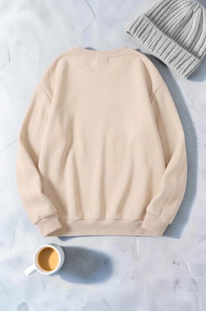 Unisex Gül & Silüet Baskılı Bisiklet Yaka Sweatshirt