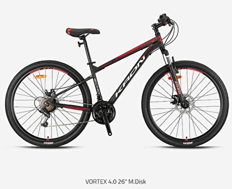 VORTEX 4.0 - 24  MTB - 14' - 21 Vites - M.DISC - Mat Siyah-Gri/Kırmızı